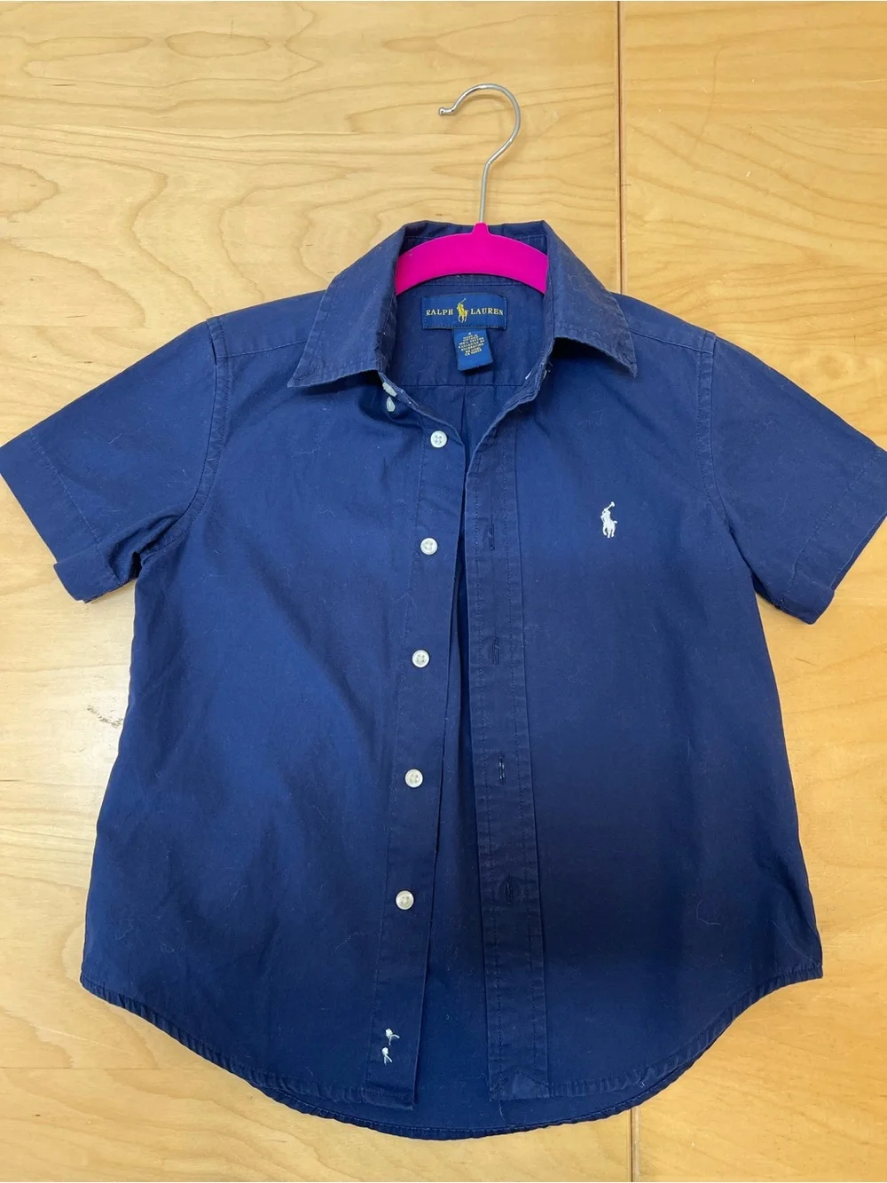 Ralph Lauren Navy Short-Sleeve Button-Down Shirt with Pony Logo